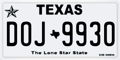 TX license plate DOJ9930