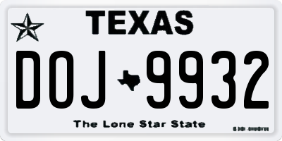 TX license plate DOJ9932
