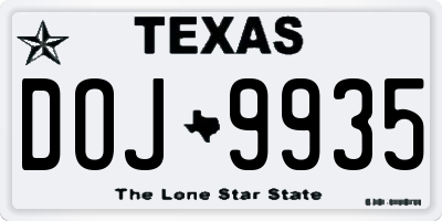 TX license plate DOJ9935