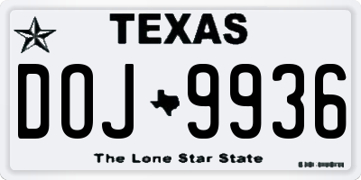TX license plate DOJ9936