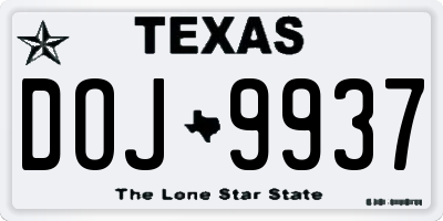 TX license plate DOJ9937