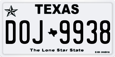 TX license plate DOJ9938