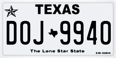 TX license plate DOJ9940