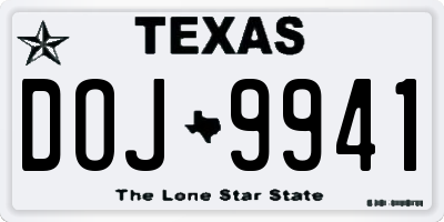 TX license plate DOJ9941