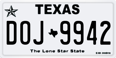 TX license plate DOJ9942
