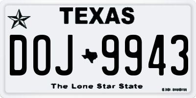 TX license plate DOJ9943