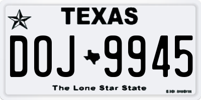 TX license plate DOJ9945