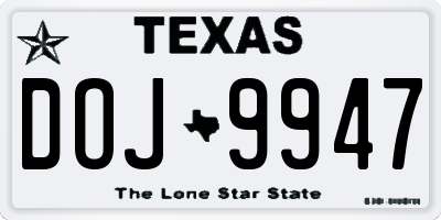TX license plate DOJ9947