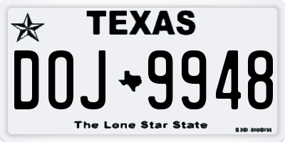 TX license plate DOJ9948