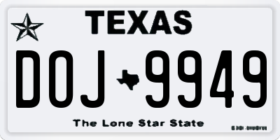 TX license plate DOJ9949