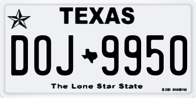 TX license plate DOJ9950