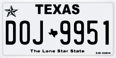 TX license plate DOJ9951