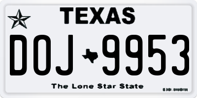 TX license plate DOJ9953