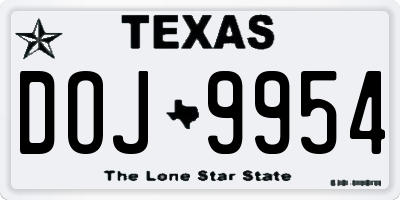 TX license plate DOJ9954