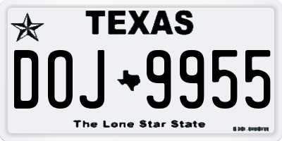 TX license plate DOJ9955