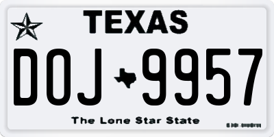 TX license plate DOJ9957
