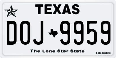 TX license plate DOJ9959