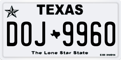 TX license plate DOJ9960