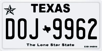 TX license plate DOJ9962