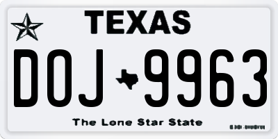 TX license plate DOJ9963
