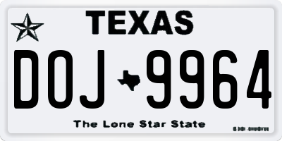 TX license plate DOJ9964