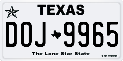 TX license plate DOJ9965