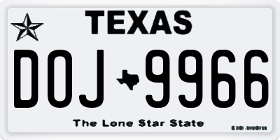 TX license plate DOJ9966