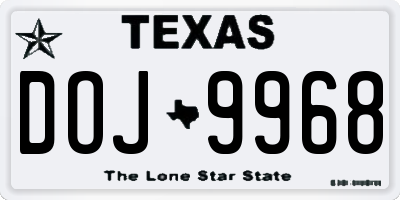 TX license plate DOJ9968