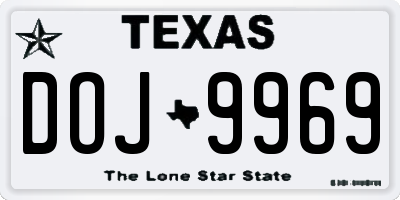 TX license plate DOJ9969