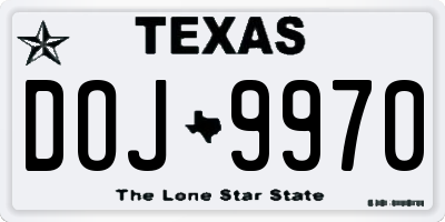 TX license plate DOJ9970