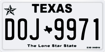 TX license plate DOJ9971