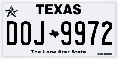 TX license plate DOJ9972
