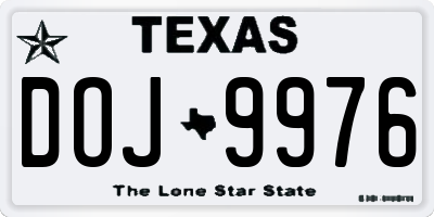 TX license plate DOJ9976