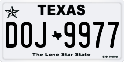 TX license plate DOJ9977