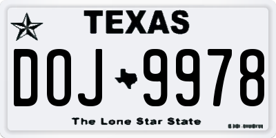 TX license plate DOJ9978