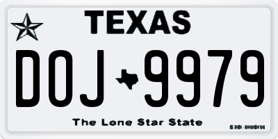 TX license plate DOJ9979