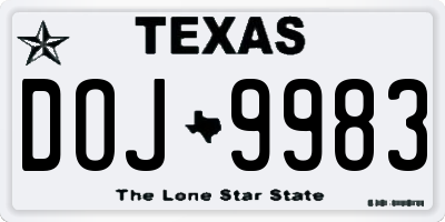 TX license plate DOJ9983
