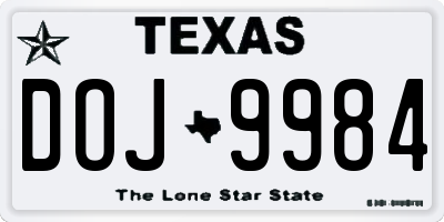 TX license plate DOJ9984