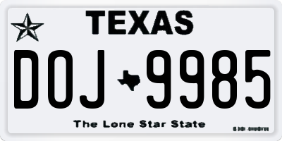 TX license plate DOJ9985