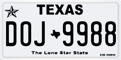 TX license plate DOJ9988