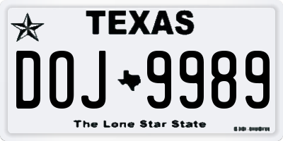 TX license plate DOJ9989