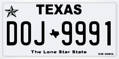 TX license plate DOJ9991