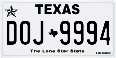 TX license plate DOJ9994