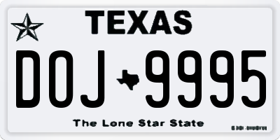 TX license plate DOJ9995