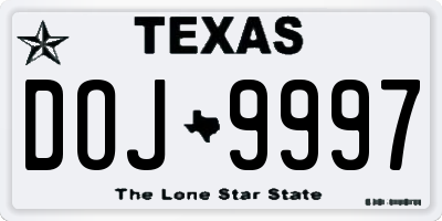 TX license plate DOJ9997