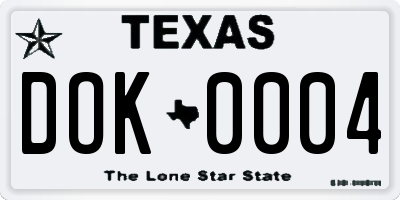 TX license plate DOK0004