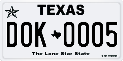 TX license plate DOK0005