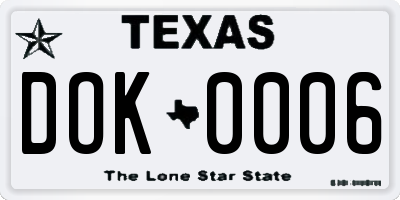 TX license plate DOK0006