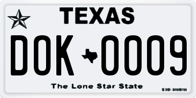 TX license plate DOK0009