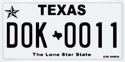 TX license plate DOK0011